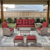 POCASSY Gray Wicker Patio Furniture Set with Coffee Table, Swivel Rocker Glider Outdoor Chairs with Sofa and Side Table, All-Weather Removable Cushion - 2 of 4