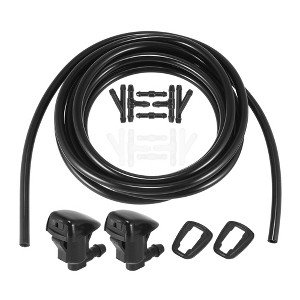 Unique Bargains Front Windshield Washer Hose Kit Fit for Dodge Nitro with Washer Fluid Hose 3 Meter Black Pack of 15 with 12 Pcs Hose Connectors - 1 of 4