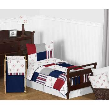 5pc Baseball Patch Toddler Kids' Bedding Set Red and White - Sweet Jojo Designs