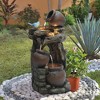 LuxenHome Rustic Pots and Pitchers on Tree Resin Outdoor Fountain with Lights Brown - 4 of 4