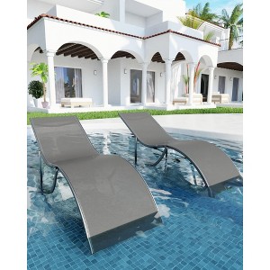 Chaise Lounge Set of 2 - Outdoor Chairs, All-Weather Textilene Mesh & Steel Frame - Poolside, Beach, Backyard Sun Loungers, (350lb Capacity) - 1 of 4