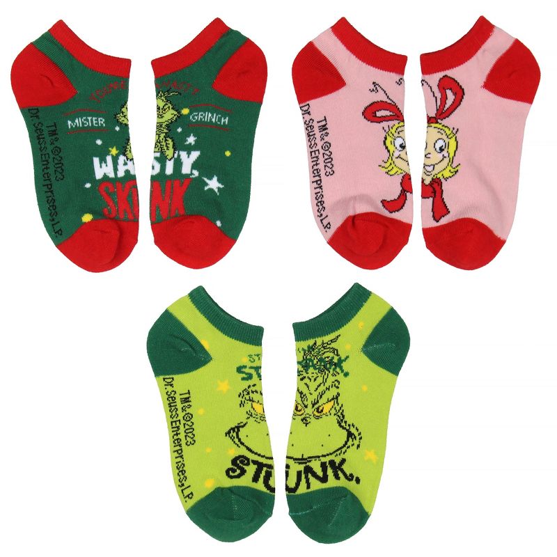 Dr. Seuss The Grinch Boys' Socks Character Low Cut Ankle No Show Socks 6 Pairs Multicoloured, 3 of 6