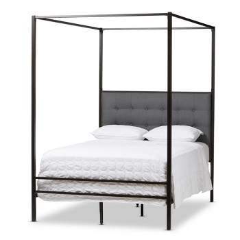 Queen Eleanor Vintage Industrial Finished Metal Canopy Bed Black - Baxton Studio