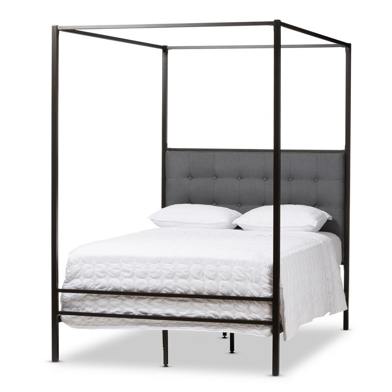 Queen Eleanor Vintage Industrial Finished Metal Canopy Bed Black - Baxton Studio, 1 of 10