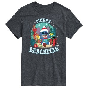 Men's - Lilo and Stitch - Merry Beachmas Christmas Short Sleeve Graphic T-Shirt - 1 of 4