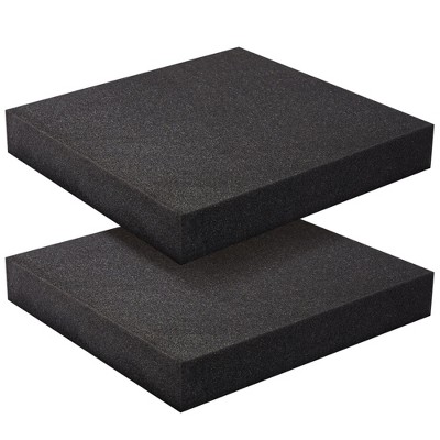 Okuna Outpost 2-Pack Packing Foam Sheets - 12x12x2 Customizable Polyurethane Insert Pads for Tool Case Cushioning, Crafts (Black)