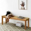 Tangkula Set of 2 Acacia Wood Bench Dining Bench Patio Garden w/ Slatted Seat Teak - 2 of 4
