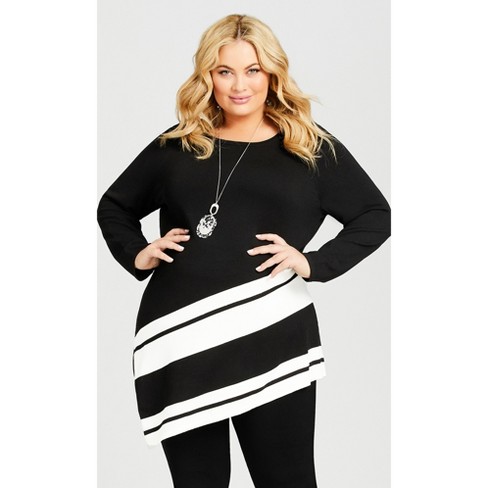 Women's Plus Size Ivory Sweater - Black Avenue Target
