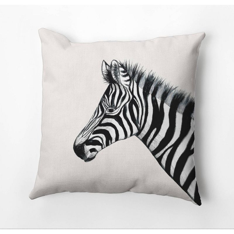 18&#34;x18&#34; Zebra Square Throw Pillow Ivory - e by design, 1 of 5