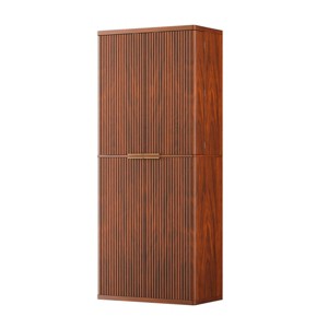 TopComfy Decorative Storage Cabinets Kitchen Pantry Fluted Wood Storage Cabinet with Doors 6 Door Shelves for Kitchen, Brown, 29.9"*15.75"*71.65" - 1 of 4
