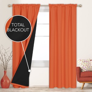 Deconovo ModernLuxury 100% Full BlackOut SatinRodCurtains For LivingRoom or BedRoom 2Panels - 1 of 4