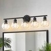 DORESshop 31 in. 5-Light Bathroom Vanity Light Fixtures Over Mirror, Black Bathroom Light Fixtures with Clear Globe Glass Shades - 2 of 4