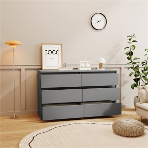SKRAN Large 6 Drawer Chest, Country Style Drawer Dresser, Engineered Wood Storage Cabinet for Nursery, Bedroom (Gray) - 1 of 4