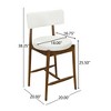 Kitchen Island Wood Bar Stools Set of 2, Modern Upholstered Fabric Bar Chairs with Rubberwood Frame and Footrest for Dining Room-Koiai - 4 of 4