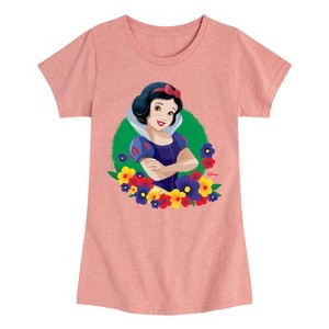 Girls' - Disney Princess - Snow White with Flowers Fitted Short Sleeve Graphic T-Shirt - 1 of 4