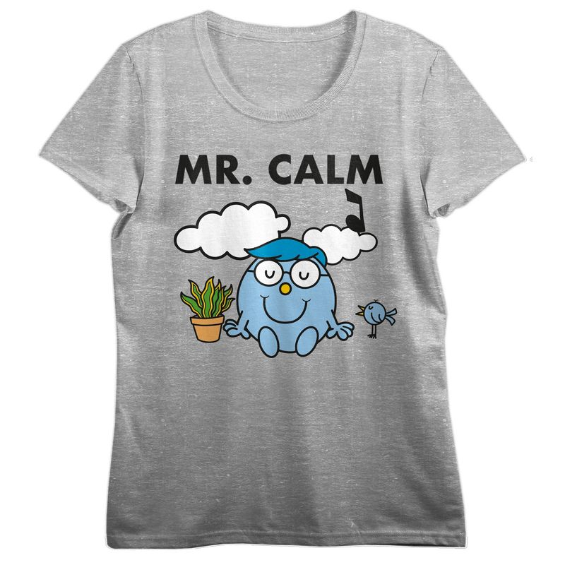 Mr. Men And Little Miss Classic Mr. Calm Crew Neck Short Sleeve Athletic Heather Women's T-shirt, 1 of 3