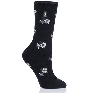 Heat Holders® Women's Floral ULTRA LITE™ Socks | Thermal Yarn | Lightweight Winter Socks Tight Fit Shoes | Warm + Soft, Hiking, Cabin, Cozy at Home Socks | 3X Warmer Than Cotton - 1 of 2