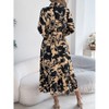 Coolmee Womens Casual Maxi Shirt Dress Loose Belted Long Lantern Sleeve Ruffle Button Down Long Dress - 4 of 4