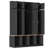 Vynxaria Farmhouse Hall Tree - Walnut Seating Bench with 4 Hidden Hooks, 8-Door Entryway Shoe Cabinet, Black Finish - 4 of 4