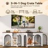 71 Inch Double Dog Crate Furniture with Divider, Wooden TV Stand Kennel for 2 Large Medium Dogs, Includes Cushion in White and Brown - 3 of 4
