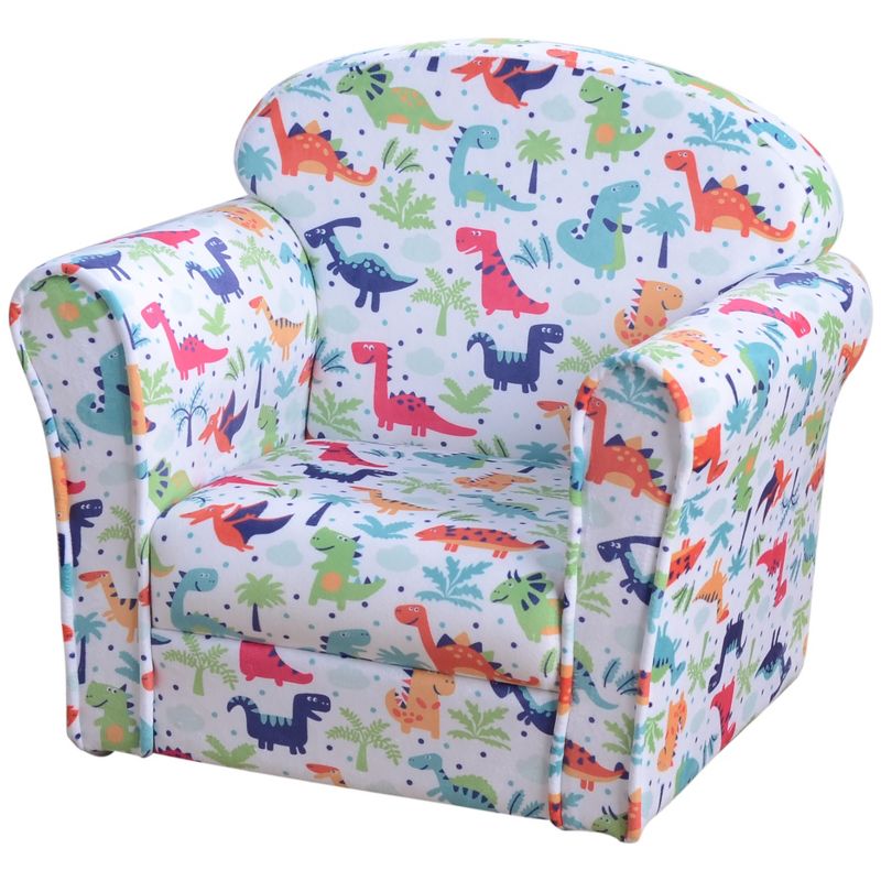 Qaba Kid's Sofa Chair with Dinosaur Design and Thick Padding, Flannel-Covered Toddler Armchair for Bedroom, Playroom, 4 of 7