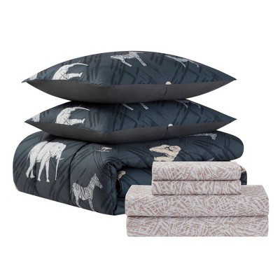 Full Safari Print Microfiber Down Alternative Kids Bedding Set