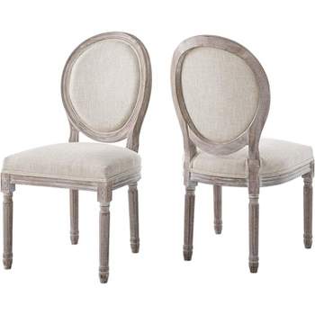 Modway Emanate Dining Side Chair Upholstered Fabric Set of 2 Beige
