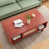 Coffee Table, Living Room Tables, Modern Square Coffee Table with Rattan Drawer, Wooden Living Room Table - 4 of 4