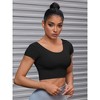 INSPIRE CHIC Women's U Neck Short Sleeve Deep V Back Workout Tank Tops with Bulit in Bra - 4 of 4