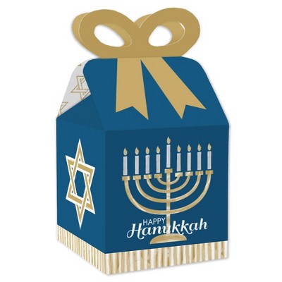 Big Dot of Happiness Happy Hanukkah - Square Favor Gift Boxes - Chanukah Holiday Party Bow Boxes - Set of 12