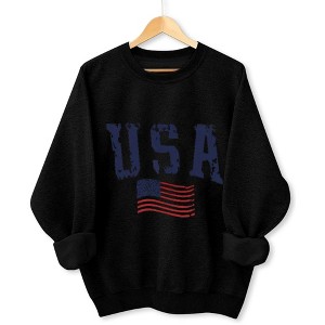 Plus Size Sweatshirts Tops with Crew Neck Long Sleeve USA Graphic Pullover Sweat Shirts Slogan Plus Size Sweatshirts - 1 of 4