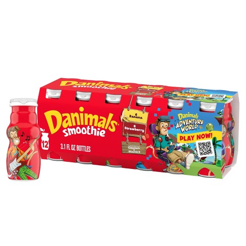 Danimals Strawberry & Banana Split Kids' Smoothies - 12ct/3.1 Fl Oz ...