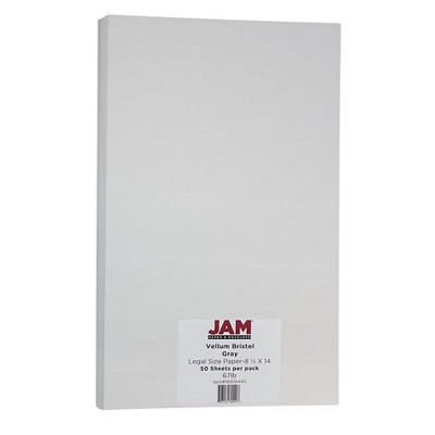 JAM Paper Index Cardstock Paper 67 lbs 8.5" x 14" Gray Vellum Bristol 16928442