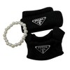 Elegant Black High-Fashion Sweater Set with Matching Hat and Pearl Necklace - 4 of 4