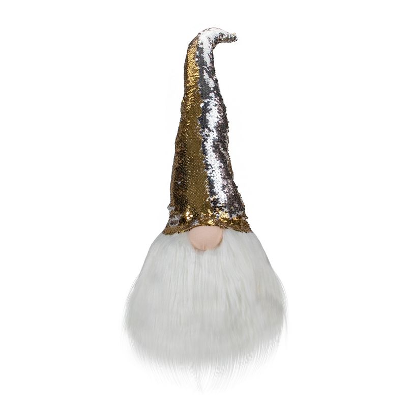 Northlight 25-Inch Gold, Silver, and White Weighted Christmas Gnome Decoration, 3 of 8
