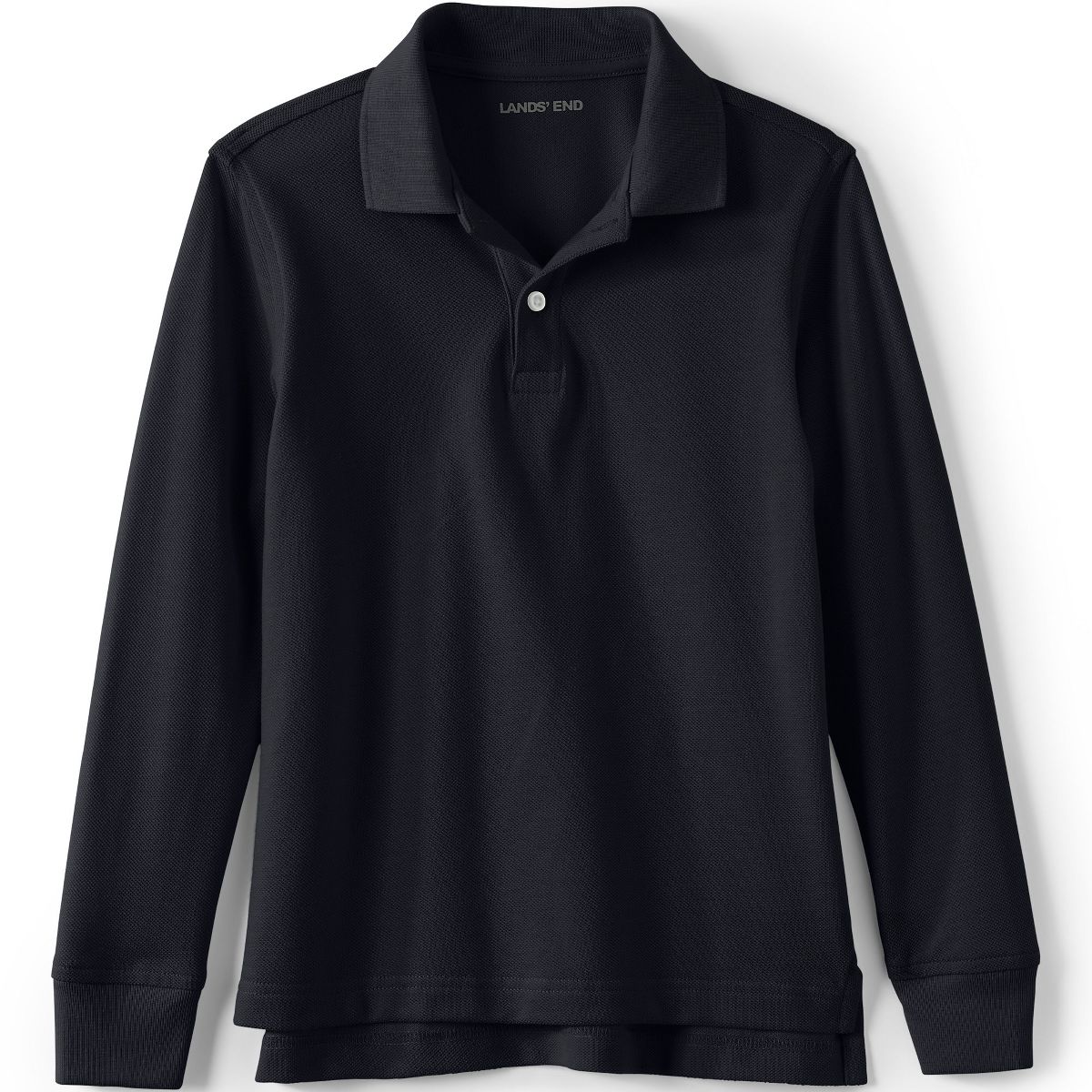 Lands' End School Uniform Kids Long Sleeve Mesh Polo Shirt - thumbnail 3