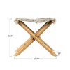 Storied Home Teakwood and Goat Fur Folding Stool, Natural - 2 of 4