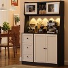Coucheta 66" Kitchen Pantry Cabinet with LED Lights - Freestanding Hutch with Microwave Shelf, 3 Drawers & Countertop for Dining Room - 4 of 4