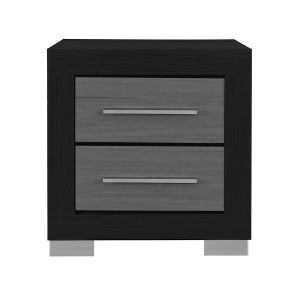 HomeRoots 23" Black And Gray Wood Square Two Drawer Nightstand - 1 of 4