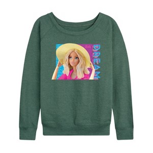 Women's - Barbie - Dream Lightweight French Terry Wide Neck Long Sleeve Graphic Shirt - 1 of 4