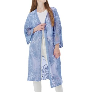 Anna-Kaci Women's Embroidered Floral Butterfly Duster Crochet Cardigan for Everyday Wear - 1 of 4