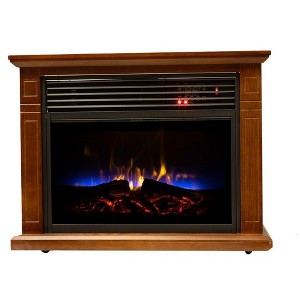 Comfort Glow Mobile Quartz Electric Fireplace with Real Flame Technology - 1 of 4