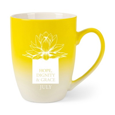 Elanze Designs Hope Dignity And Grace Two Toned Ombre Matte Yellow and White 12 ounce Ceramic Stoneware Coffee Cup Mug