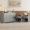 3-Piece Bedroom Set with 6-Drawer Dresser and 2 Nightstands, Elegant Retro Design with Metal Handles, White/Gray - ModernLuxe - 2 of 4