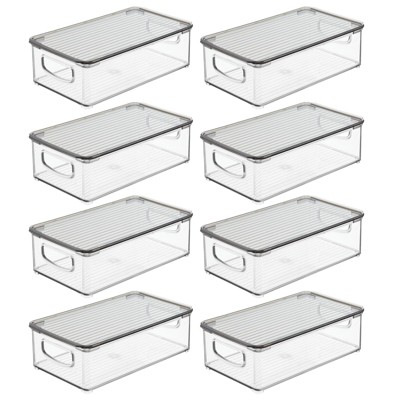 mDesign Slim Plastic Kitchen Food Storage Bin, Lid/Handles, 8 Pack : Target