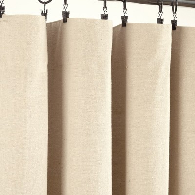 Dark Linen Blackout Curtain Panel with Coconut Husk Buttons 40x84
