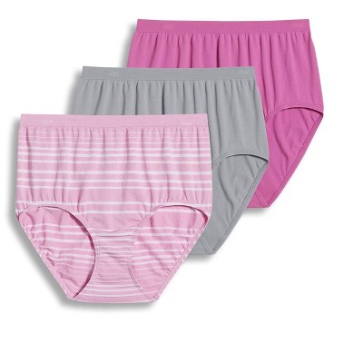 Jockey Womens Comfies Microfiber Brief 3 Pack Underwear Briefs Nylon 6  Rose/grey/pink Stripe : Target