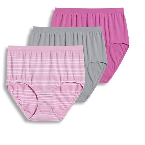 Jockey Women's Comfies Microfiber Brief - 3 Pack 6 Rose/grey/pink Stripe :  Target