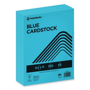 PrintWorks Professional Color Cardstock, 65 lb Cover Weight, 8.5 x 11, Blue, 250/Ream - 1 of 4