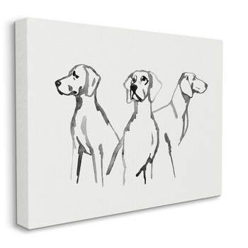 Stupell Industries Trio of Dogs Minimal Black Grey Pet Sketch Gallery Wrapped Canvas Wall Art, 16 x 20